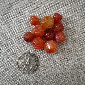 RARE Vintage Chinese Carved Carnelian Beads